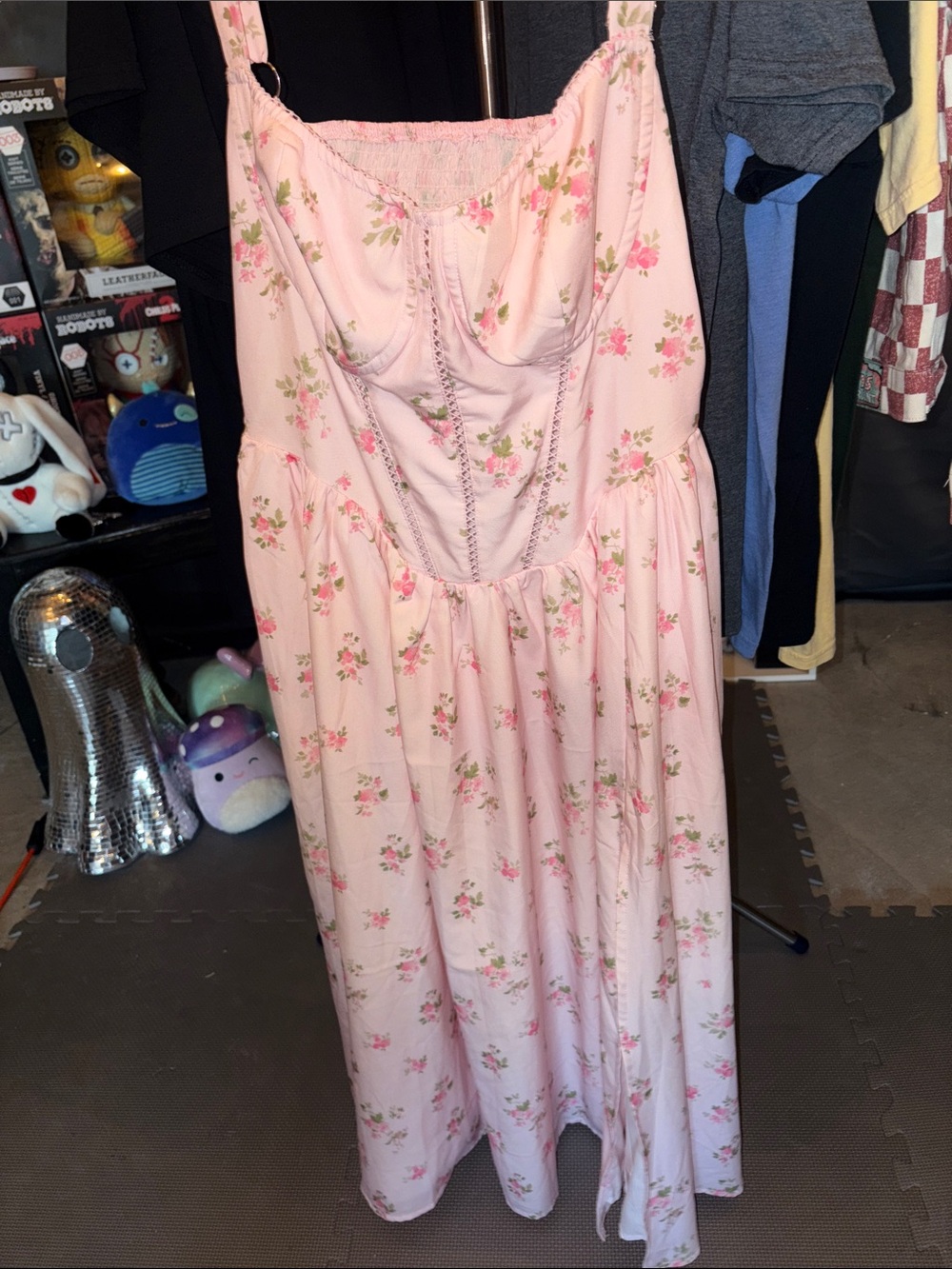 Pink Floral Corset Top Fairycore Dress 🧚🏼